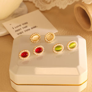 Thanh Lịch Baroque Mắt Mèo Bông Tai Bạc 925 Mắt Nhẹ Nhàng Vintage Hepburn Phong Cách Hồng Kông Phong Cách Retro Duyên Dáng Trái Tim Tình Yêu Thả Bông Tai