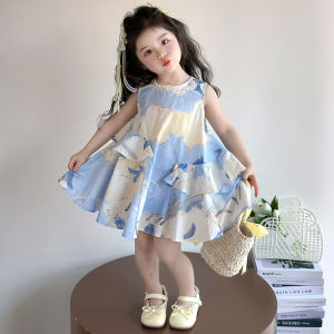 Princess Style Summer Dress for Girls Vest Strap Dress Fashionable Little Girls Clothing Polyester Fiber 2025 New Arrival