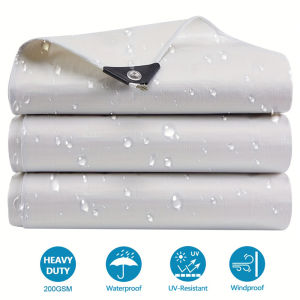 Waterproof Tarpaulin White Awning Tarp Rectangle Anti-UV Tarpaulin Sun Shade Sail Camping Yard Garden Patio Outdoor Canopy