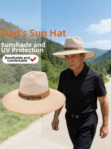 JYHOME | Breathable Straw Hat for Summer Hiking Middle-aged and Elderly With Letter Print