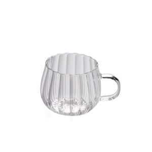 Masely Striped Glass Cups Pumpkin Shape Mug Transparent Water Tea Milk Juice Cup