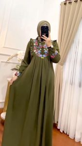 Nasywah.Ols - Gamis Bordir Mewah dan Elegan Bahan Crinkel Airflow Baju Muslim Wanita Dewasa Terbaru Trend 2023 Pakaian Wanita Mewah dan Murah Gamis Ceruty Bordir Ceruti quadra Dewasa Ceruty Furing Gamis Ceruti babydoll