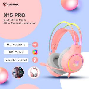 Onikuma X15 Pro Gaming Headset with Mic and Noise Cancellation Headphone Game Headphones RGB Colorful Luminous Head Beam HD Mic Stereo Surround Sound PC MAC Headsets