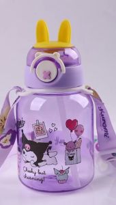 Botol Minum Anak Karakter Sanrio Kuromi Melody Cinamonroll  Bening 600 ml Sedotan Tali Bahu