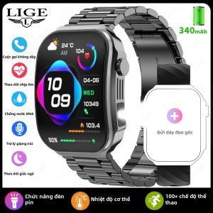 LIGE | Đồng Hồ Thông Minh LIGE Chính Hãng Dành Cho Nữ Màn Hình HD 2.2 Màn Hình Theo Dõi Nhịp Tim Trợ Lý Giọng Nói Điều Khiển Nhạc Bề Mặt Cong 3D Theo Dõi Sức Khỏe