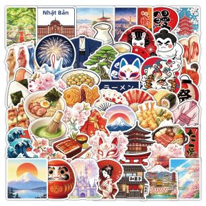 Bộ Nhãn Dán Graffiti Retro Nhật Bản - 10/30/50 Chiếc Sakura Sushi Thực Phẩm Đề Can Cho DIY Mũ Bảo Hiểm Laptop Đàn Guitar Bộ Sưu Tập Thẩm Mỹ