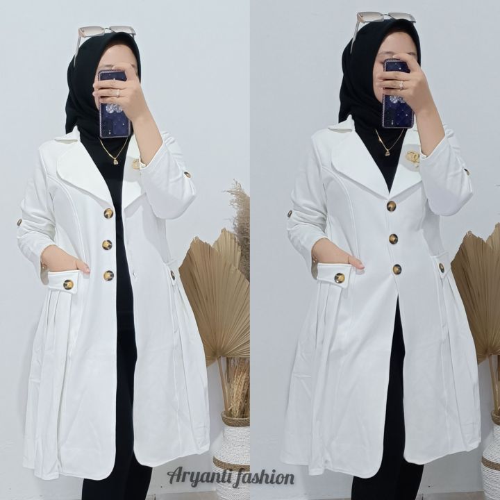 long blazer coat suede imfort tebal ready stok blazer panjang