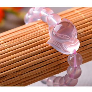 Natural Frosted Blossom Fox Bracelet Pink Crystal Linghu Bracelet Pink Crystal Cute Fox Bracelet Pink Crystal Fox Bracelet