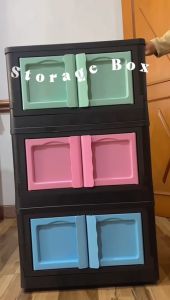 Tempat Penyimpanan Storage Box Organizer / Folding Box Lemari Susun Plastik Container Box Lemari Lipat Plastik Serbaguna