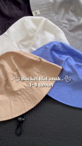 Topi Anak Remaja Bucket Hat Polos Berbahan Satin - Tali Regulatif untuk 1-8 Tahun