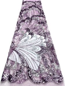 Elegant Beaded Lace Fabric Lace Fabric High Quality Nigerian Party Lace Fabric 2026 Sequins Lace Mesh Fabric For Dress Sewing