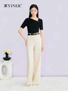 YINER | Irregular Neck Wrinkled Texture Silk Blend Knitwear