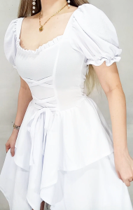LC Kyline Square Neck Puff Corset Dress - Fashionable Classy Elegant Vintage Style Layered Asymmetric Cut Formal Dress