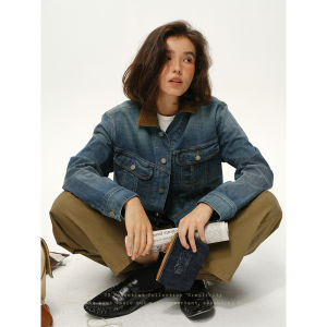 SHEITAOZI | Retro Corduroy Patchwork Denim Jacket