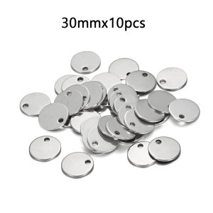 10-50pcs 6-30mm Stainless Steel Charms Round Dog Tag Pendant Stamping Blanks Pendants For Custom Necklaces DIY Jewelry Making