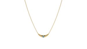 ALUXE Blue Topaz 10K Gold Gemstone Necklace Eye of Sapphire Disney Aladdin Series NNDA001