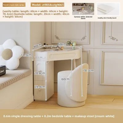 Modern Minimalist Corner Dressing Table and Bedside Cabinet