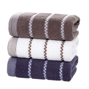 3pcs Set Embroidered Cotton Towels Geometric Bathroom Collection Big Bath Hand Face Shower Towels 34x74cm/70x140cm Gift Set