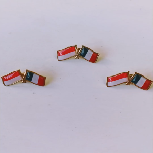 Pin Bros Lencana Kuningan Emas Bendera Persahabatan Indonesia dan Perancis