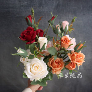 Đạo Cụ Hoa Hồng Giả Một Nhánh Nhiều Đầu Phong Cách Hàn Quốc Trang Trí Hoa Cưới Ngày Lễ Tình Nhân Trang Trí Nhà Mềm