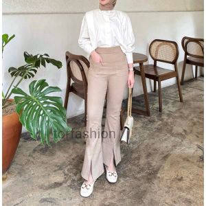 Celana Cutbray Wanita Belah Kaki Celana Wanita Higwaist Combet strect Celana Kantor Wanita