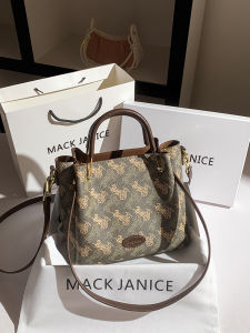 MackJanice Vintage Chinese Style Large Capacity Cart Haze Blue Tote Bag 2024 New Single Shoulder Slant Cross Bag Womens Handbag