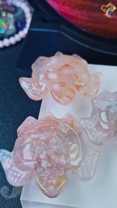 Collectors Grade Sakura Blossom Agate Sea Turtle Display