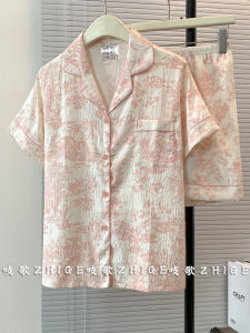 Đồ Ngủ Lụa Cotton in Họa Tiết Phong Cảnh Mùa Hè Cho Nữ Đồ Ngủ Thoải Mái Cho Nữ Bộ Đồ Mặc Nhà Mùa Hè Cỡ Lớn