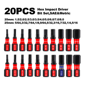 Geinxurn 1 inches Multi Hex Head (Metric&SAE) Insert Bits Set S2 Steel Hex Screwdriver Bit set with Extension Bit Holder
