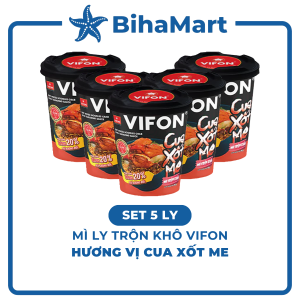 [SET 5 LY] - VIFON - Mì ly trộn khô Vifon hương vị Cua xốt me Mì ly Vifon cua xốt me Mì trộn cua sốt me Vifon ly (75g/ly)