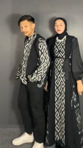 Couple Tenun Dress Shima Black Tenun - Gamis Tenun Couple ANSTORE14