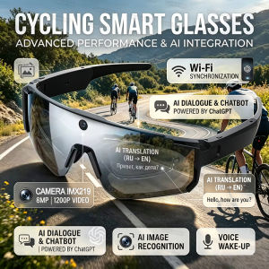 New AI Smart Glasses With Camera 1200P Video Recording Anti-Shake Shooting Sunglasses Bicycle Riding Windproof Goggles Men Women