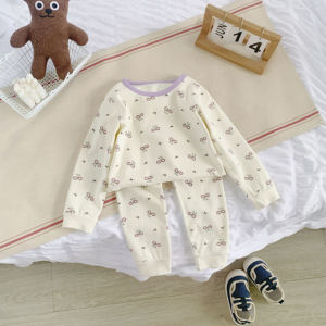 Childrens Woolen Home Clothes Set High Waist Belly Protection Base Shirt And Pants Autumn Clothes Boneless Sleepwear