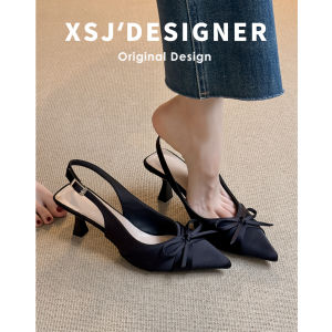 Pointed Toe Comfortable Kitten Heel Soft Lamb Leather Sandals