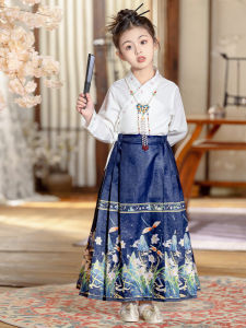 Elegant Autumn Outfit Childrens Hanfu Skirt Set for Girls Super Fairy Tale Ancient Style Embroidered Dress for Kids