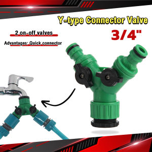 Digeo 2-Way 1/2-3/4\" Garden Hose Splitter Y-Type Watering Connector Distributor Outdoor Sprinkle