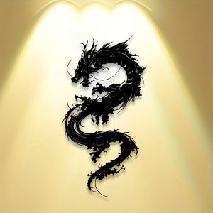 CIFbuy | CIFBUY Iron Wall Art Oriental Dragon Metal Decor Large Sculpture Garden Gift Minimalist Rustic Accent Interior