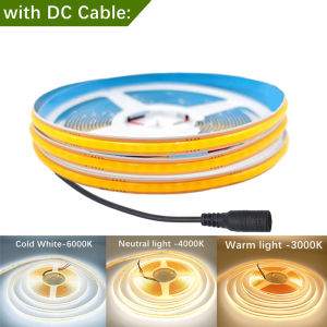 12V 24V COB LED Strip Light Free Cut 400 528 LEDs Flexible Tape 0.5m 1m 2m 3m 4m 5m 10m Warm/Natural White/White Linear Lighting