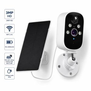Camera Không Dây Ngoài Trời Năng Lượng Mặt Trời WiFi 3MP Với Cảnh Báo PIR Âm Thanh Hai Chiều Tầm Nhìn Ban Đêm Màu Sắc IP65 - Tùy Chọn Bộ Nhớ Lưu Trữ