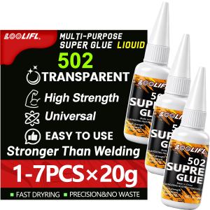 1-7PCS 502 Super Glue Strong Quick-Drying Adhesive Universal Instant Transparent for Metal Wood Rubber Leather Bond Repair Tool