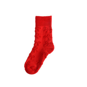Red Thickened Mid-Calf Winter Warm Socks for Women Marriage And New Year Special Year Cotton Solid Color Home Comfort Stockings
