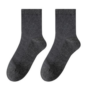 miiow | Mens Summer Mesh Breathable Cotton Socks Mid-Calf Sweat Absorbent Business Casual Socks Comfortable Pure Color Cotton Socks