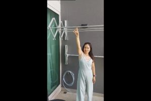 ราวตากผ้า พับได้ Smarthang LWS0312 อลูมิเนียม 3 เส้น ติดผนัง ยืดตรง กว้าง 136cm