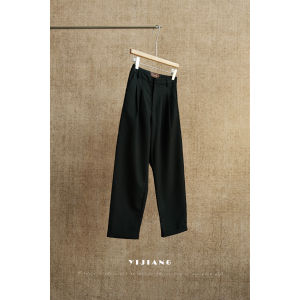 Gray High Waist Tapered Pants Nine-Minute Leggings Simplistic Styling Womens Commute Straight Leg Woolen Trousers