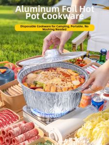 Meidi | Disposable Aluminum Foil Pot with Lid for Outdoor Camping and Barbecue