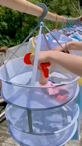 ( Free Bubblewrap ) Jaring 2 Tingkat Jemuran Boneka Baju Kaos Kaki 2 Tingkat Bisa Dilipat Digantung