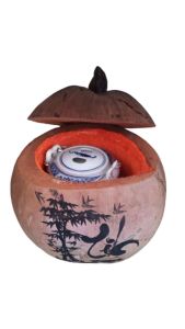 Bình ủ trà trái dừa khắc chữ Tín / Bình trà 04 - 09 lít / Giữ ấm từ 3 - 6 giờ / Sản phẩm sản xuất thủ công / Xưởng sản xuất tại Bến Tre