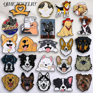 Cartoon Space Dog Brooch Enamel Pins Cute Cowboy Pet Dog Border Corgi Dogs Brooches Jacket Lapel Badge Jewelry Gift for Friends