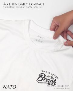 Áo Thun Cổ Tròn Nam BEACH Vải Cotton Cao Cấp Đẹp Phông Tay Ngắn Màu Trắng Đen Đỏ Xanh Navy Trơn Họa Tiết NATO