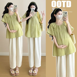 QUGUOGUO | Fashion Short Sleeve Lace Hole Pregnant Shirt